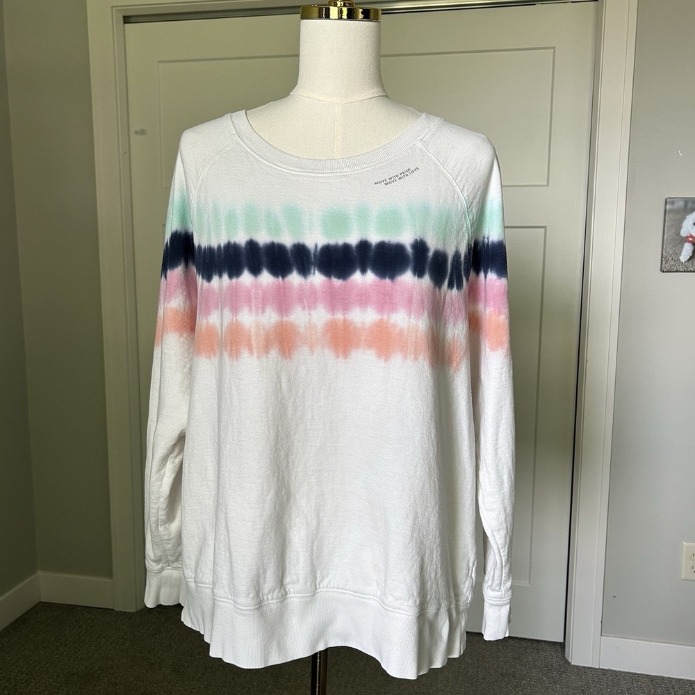 Athleta Move With Pride Sweatshirt Women XL Tie Dye Rainbow Pullover